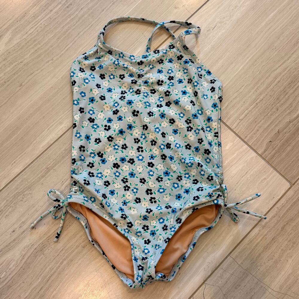 J.Crew Crewcuts Swimsuit Cover Up Set Floral 2Pc Set Swim Summer Trip Blue 4-5 - Picture 7 of 14